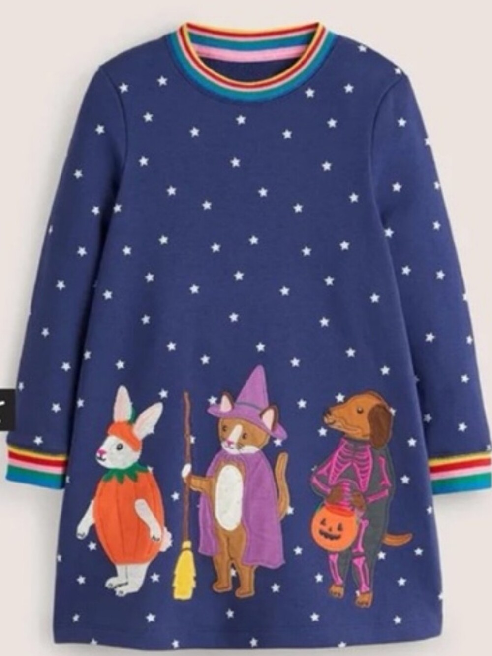 Mini Boden Halloween Appliqué Dress, Sz 4-5Y 110